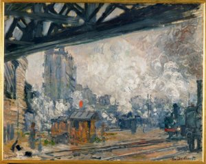 Gare Saint-Lazare, utvendig utsikt av Claude Monet