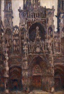 Rouen katedral, portalen forfra, brun harmoni av Claude Monet