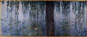Les Nympheas; om morgenen klar med vier (venstre del av triptykolje på tre 200 x 425 cm), sd. 1914-1926. av Claude Monet (1840-1926). Musee de l