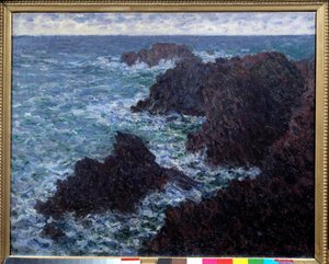 The Rocks of Belle Ile (Belle-Ile), den ville kysten Maleri av Claude Monet (1840-1926) 1800-tallets søn. 0,65x0,81m. Paris, Musee d