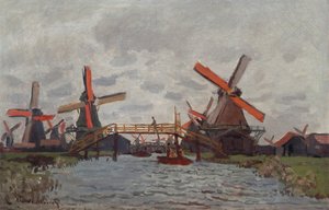 Mills på Westzijderveld nær Zaandam av Claude Monet