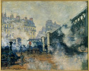 Europe Bridge og Saint Lazarus Station (Saint-Lazare) Maleri av Claude Monet (1840-1926) 1877 Søn. 0,64 x 0,81 m. Paris. Marmottan museum av Claude Monet