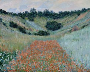 Poppy Field in a Hollow nær Giverny av Claude Monet
