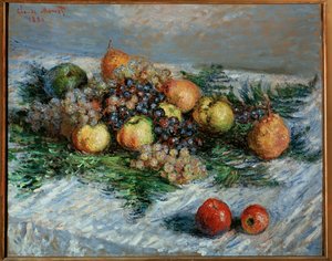 Stilleben med frukt (olje på lerret) av Claude Monet