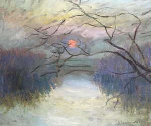 Solnedgang på Seinen ved Vétheuil, 1880 av Claude Monet