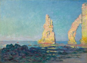 Nåleklippen ved Étretat, lavvann, 1883. av Claude Monet