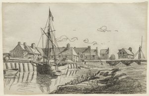 Havnen i Touques, ca. 1864 av Claude Monet