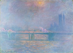 Themsen med Charing Cross Bridge av Claude Monet