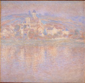 Vetheuil, solnedgang (maleri på lerret) av Claude Monet