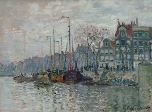 Utsikt over Prins Hendrikkade og Kromme Waal i Amsterdam, 1874 av Claude Monet