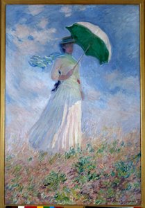 Kvinne med en parasoll vendt mot høyre av Claude Monet
