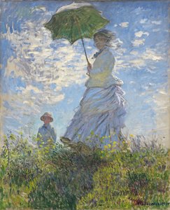 Kvinne med parasoll - Madame Monet og hennes sønn av Claude Monet