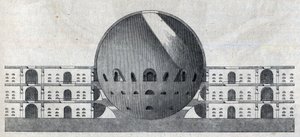 Tverrsnitt av en kirkegårdsplan for byen Chaux av Claude Nicolas Ledoux (1736-1806).