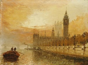 Utsikt over Westminster fra Themsen