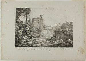 Utsikt over solens og månens tempel fra Colosseum i Roma