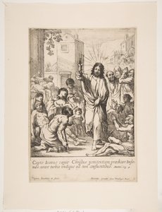 Å helbrede de svake Jesus Kristus helbreder mange syke mennesker i Galilea. av Claude Vignon