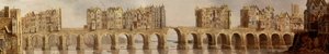 Detalj av Old London Bridge på oljemaleri fra 1632 View of London Bridge