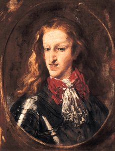 Portrett av Karl II (1661-1700) konge av Spania. Maleri av Claudio Coello (1642-1693)