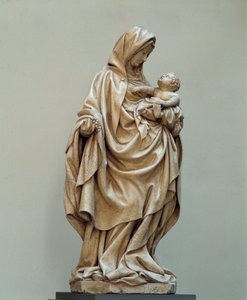 Jomfru med druestatue tilskrevet Claus de Werve (1380-1439) ved Claus Sluters skole. 1400-tallet. Auxonne-kirken (Cote d
