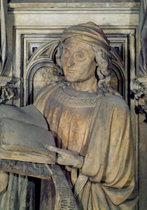 Jeremiah, detalj av en av profetfigurene fra den sekskantede pidestallen til Moses-brønnen, 1395-1404 stein