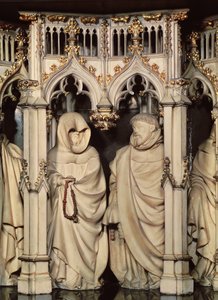 Graven til Filip den dristige (1342-1404) detalj av to sørgende, fra Church of Chartreuse på Champmol av Claus and Marville Jean de (d.1389) Sluter
