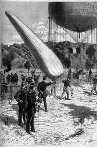 Military aerostats: telephonic experiences in the establishment of Meudon. Engraving by Claverie in “” Le Monde Illustré”” n°1331 of September 30 av Claverie