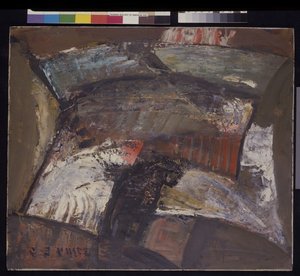 Abstraksjon #3, ca. 1940 (olje på panel, papp) av Clayton S. Price