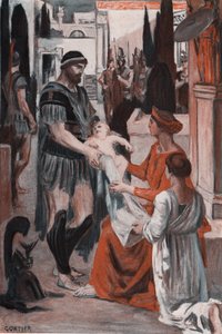 Hector og Andromaque farvel. Illustrasjon av Clement Gontier (1876-1918) for Homeres «Iliaden» (Omero). Paris, Henri Laurens