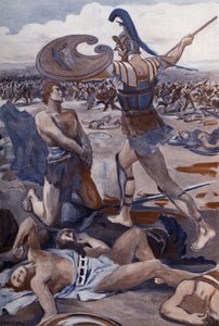 Patrocles død: Hector dreper Patrocles. Illustrasjon av Clement Gontier (1876-1918) for Homeres «Iliaden» (Omero). Paris, Henri Laurens