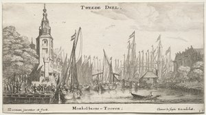 Ulike skip og utsikt over Amsterdam (Verscheÿde Schepen en Gesichten van Amstelredam), del II: Kanal nær Amsterdam og Monkeltårnet