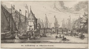 Ulike skip og utsikt over Amsterdam (Verscheÿde Schepen en Gesichten van Amstelredam), del II: Geldersche Quai og Schreiers Tower