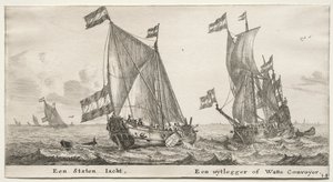Ulike skip og utsikt over Amsterdam (Verscheÿde Schepen en Gesichten van Amstelredam), del II: Dutch Admiralty Yacht. Et vaktskip