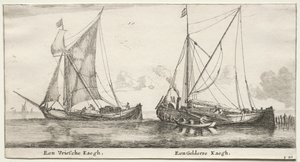 Ulike skip og utsikt over Amsterdam (Verscheÿde Schepen en Gesichten van Amstelredam), del II: En frisisk bilander. En Geldersche Bilander