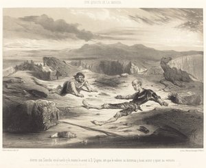 ...de fant Sancho på bakken og Don Quijote gjorde det samme for ham... av Célestin Nanteuil