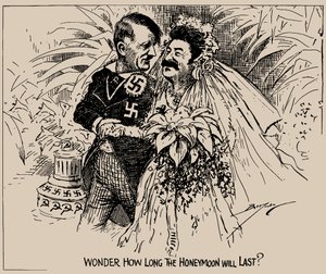 Lurer på hvor lenge bryllupsreisen vil vare The Washington Star, 1939. av Clifford K. Berryman