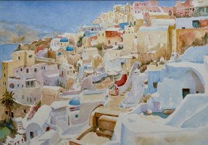 Santorini, Oia, 2019 (akvarell)