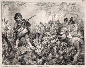 Nyheter: Åpningen av jakten, 1840. av Clémente Pruche