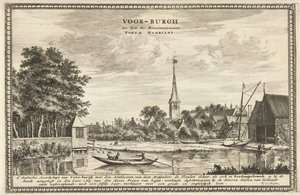 Utsikt over Voorburg Voor-burgh på romernes tid kalt Forum Hadriani (tittel på objekt) av Coenraet Decker