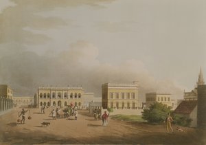 The Old Court House, Calcutta, plate 17 fra Twenty Four Views i Hindostan, gravert av Harradon, pub. av Edward Orme (1774-c.1820) 1805 (akvatint)