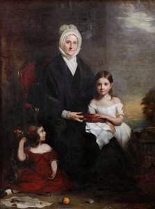Elizabeth Cheape of Rossie and Her Granddaughters, ca. 1843 (olje på lerret) av Colvin Smith