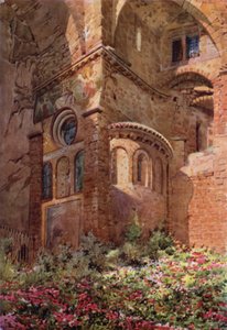 Sacro Speco med Roseto, apsis i det nederste kapellet, Subiaco av Commendator Formilli