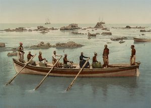 Båtmenn, Jaffa, Israel, ca. 1890-1906 (fotokromtrykk) av Company Photoglob