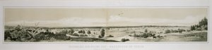 Panorama over byen New Braunfels, Texas tatt fra sørvestsiden sommeren 1847 av Conrad Caspar (after) Rordorf