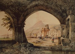 A Village Assembly, Italia (blyant og akvarell)