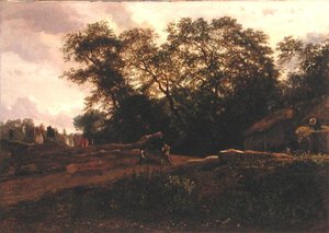 The Edge of the Forest, slutten av 1830-tallet (olje på lerret) av Constant Emile Troyon