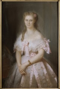 Portrett av Christine Nilsson (1843-1921), av Brochart, Constant Joseph (1816-1889). Pastell på papp. Mål: 117x80 cm. Nationalmuseum Stockholm