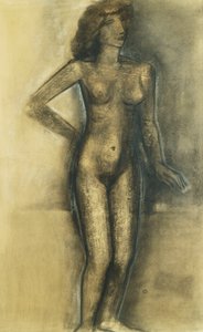 Stående naken; Nu Debout - Standing Nude, ca. 1945 (kull og pastell på papir)