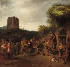 Hyggelighet i nærheten av vertshuset, tidlig på 1650-tallet. av Constantijn van Renesse