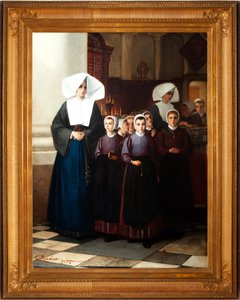 Maleri. Signert og datert: Constant Meunier 1864. De foreldreløse. Olje på lerret. Detalj. av Constantin Emile Meunier