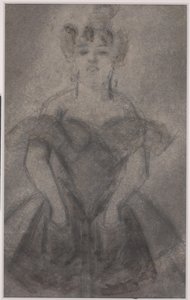 Byste av en kvinne (blyant og gouache på papir) av Constantin Guys